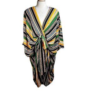 Grass Fields Kimono Kaftan CoverUp Dress Poly Mixed Pattern Womens UK 18/US 14